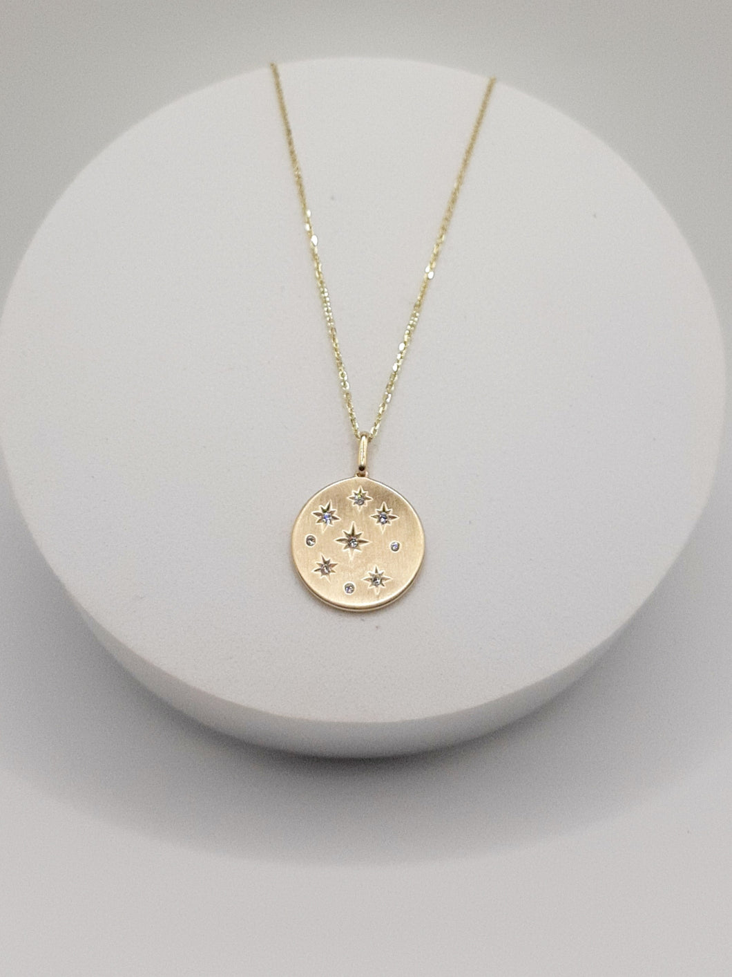 14KT Yellow Gold Medallion Pendant Featuring .10 Carats of Diamonds