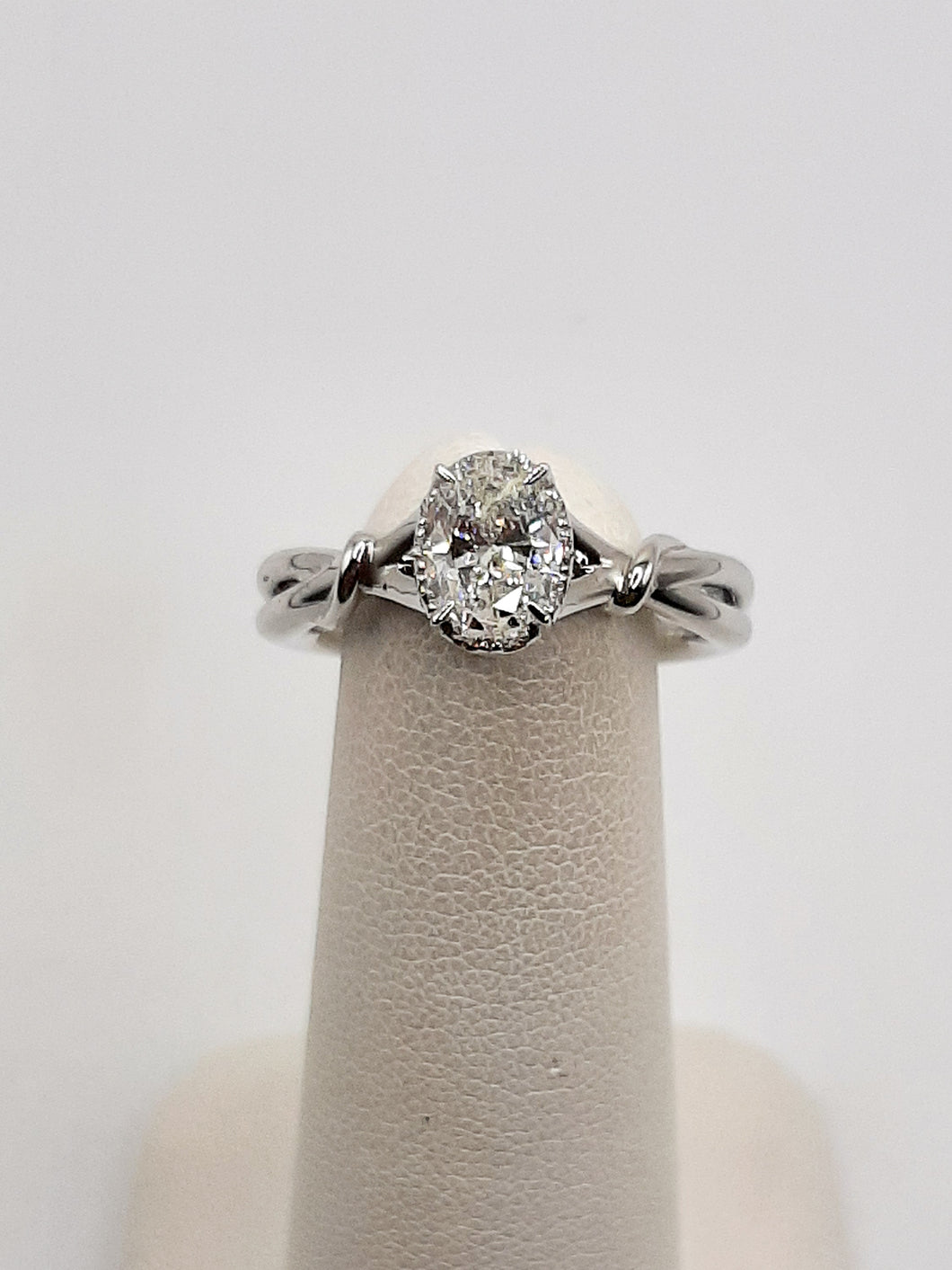 14Kt White Gold Solitaire Ring Featuring a .83 Carat Oval Diamond