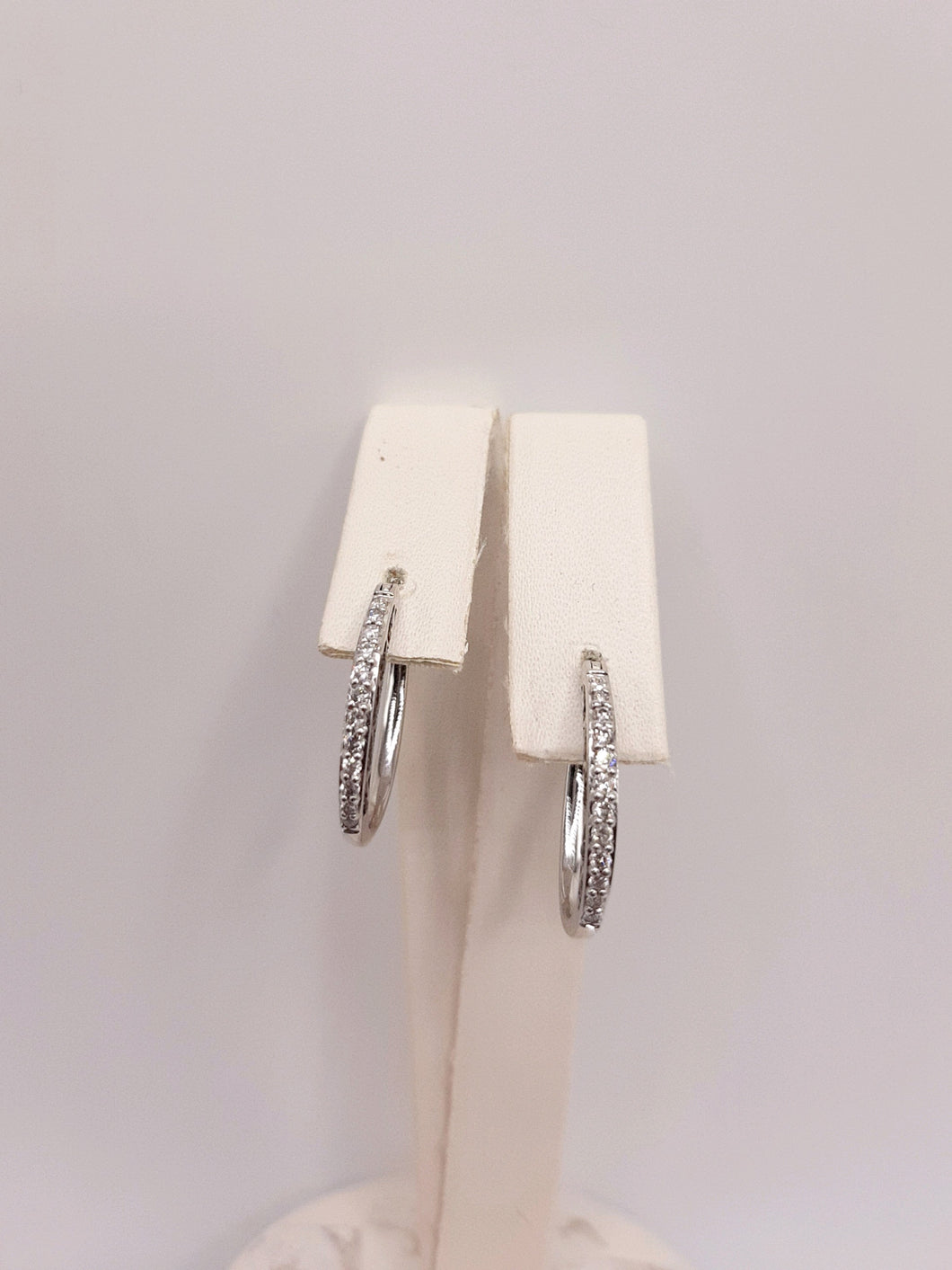 10Kt White Hoop Earrings Featuring .40 Carats of Both White and Black Diamonds