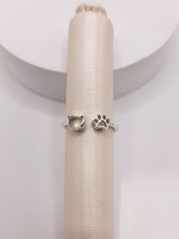 Load image into Gallery viewer, Sterling Silver Fashion Trending Cat and Paw Print Ring Featuring Diamonds
