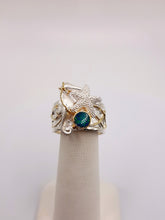 Load image into Gallery viewer, Michou Sterling Silver and 22KT Gold Plate Seahorse and Starfish Ring
