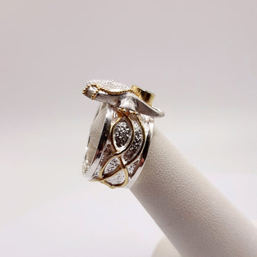 Michou Sterling Silver and 22KT Gold Plate Seahorse and Starfish Ring