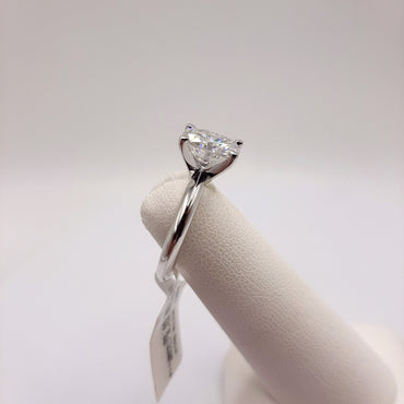 10Kt White Gold Four Prong Mount Featuring a 1.76 Carat Oval Moissanite
