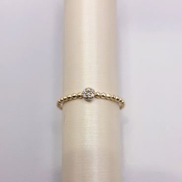 10Kt Yellow Gold .02 Carat Diamond Cluster on a Beaded Band