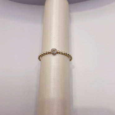 10Kt Yellow Gold .02 Carat Diamond Cluster on a Beaded Band
