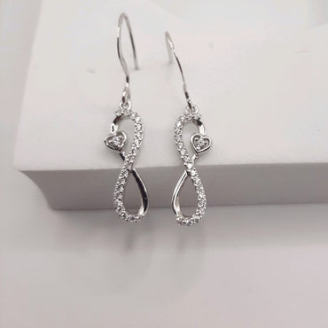 Sterling Silver Infinity Earrings with a Heart