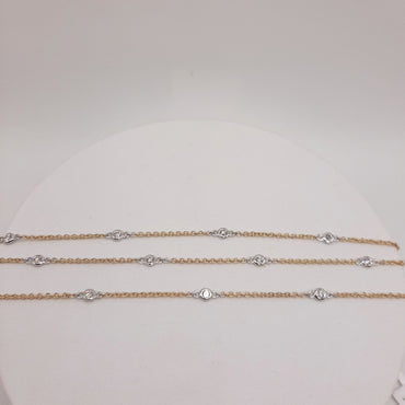 14KT Two Tone Yellow and White Gold Diamond By the Yard Tennis Bracelet