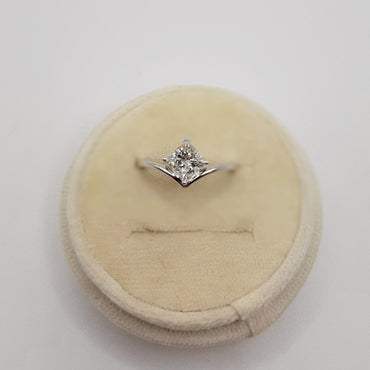14Kt White Gold Minimalist Style Featuring a 1.07 Carat Princess Cut Natural Diamond Solitaire