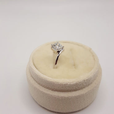 14Kt White Gold Minimalist Style Featuring a 1.07 Carat Princess Cut Natural Diamond Solitaire