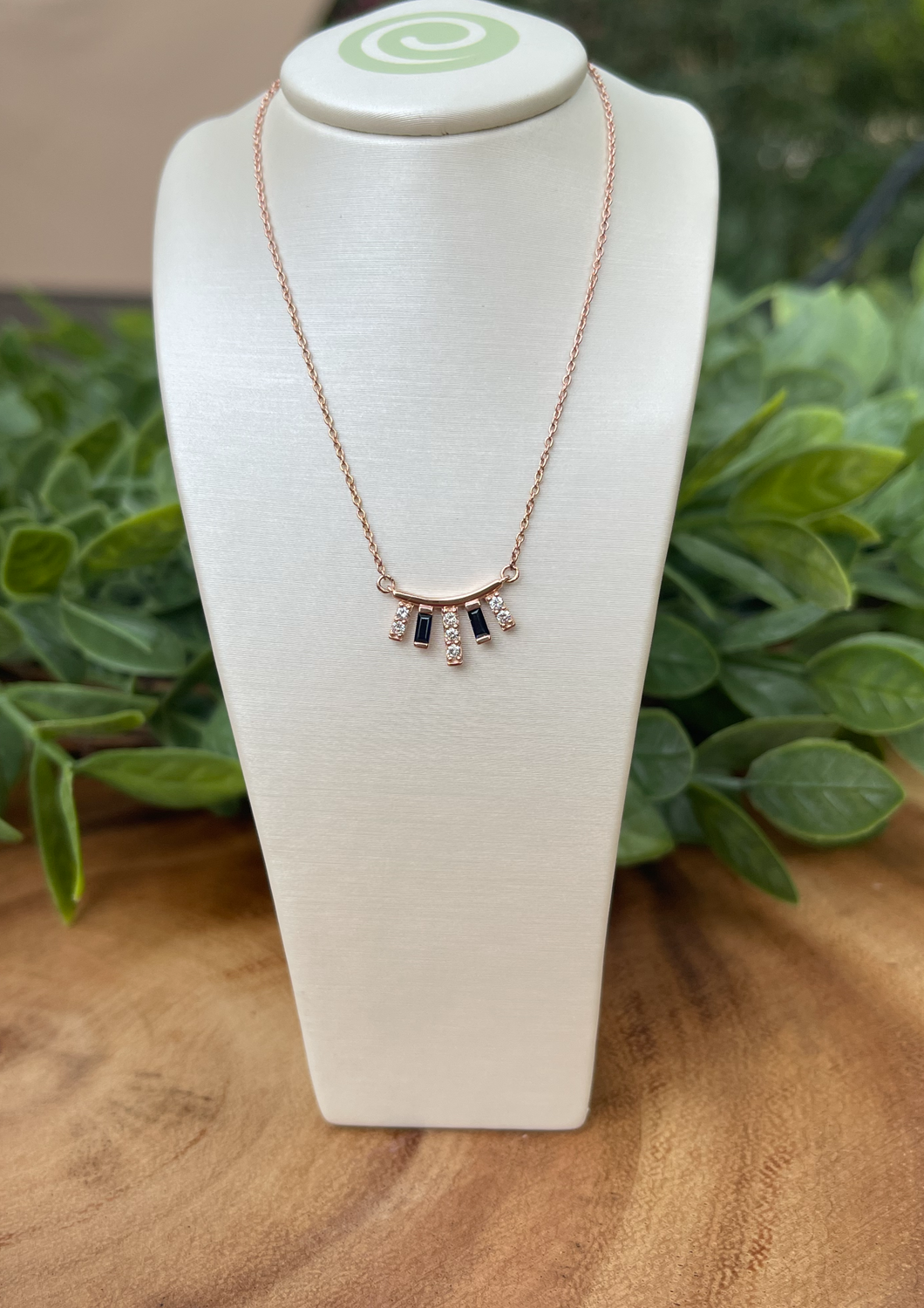 Rose Gold, Diamond, and Sapphire Necklace