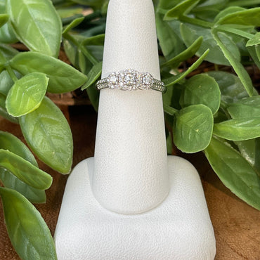 14kt WG Three Stone Diamond Ring