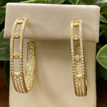 SS and Gold Plate CZ Hoop Earrings