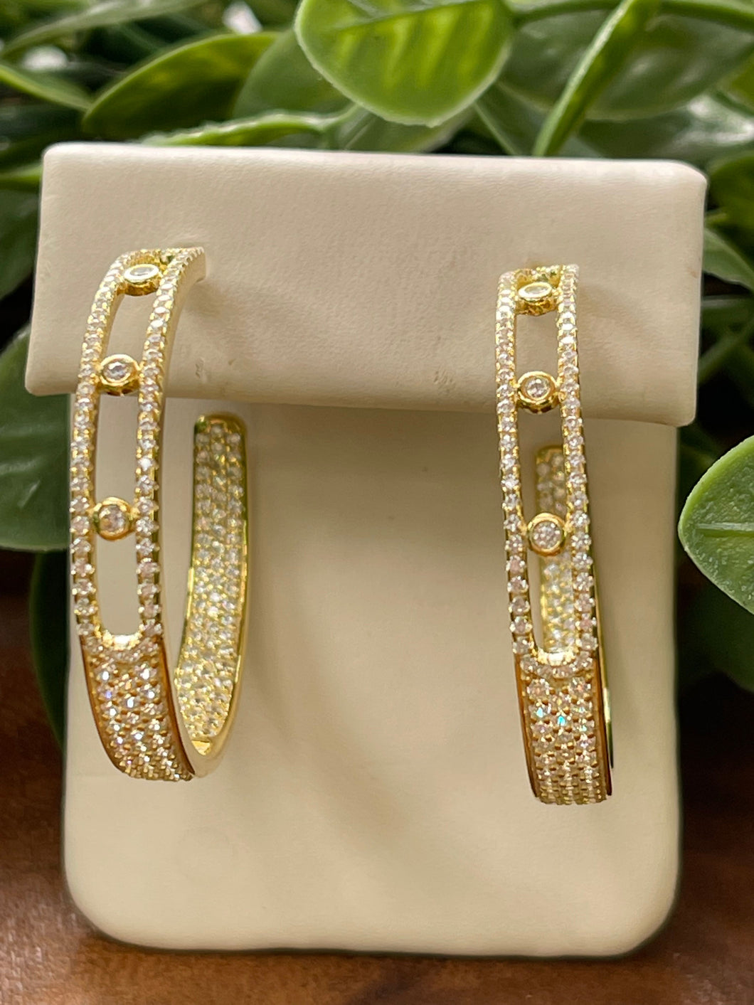 SS and Gold Plate CZ Hoop Earrings