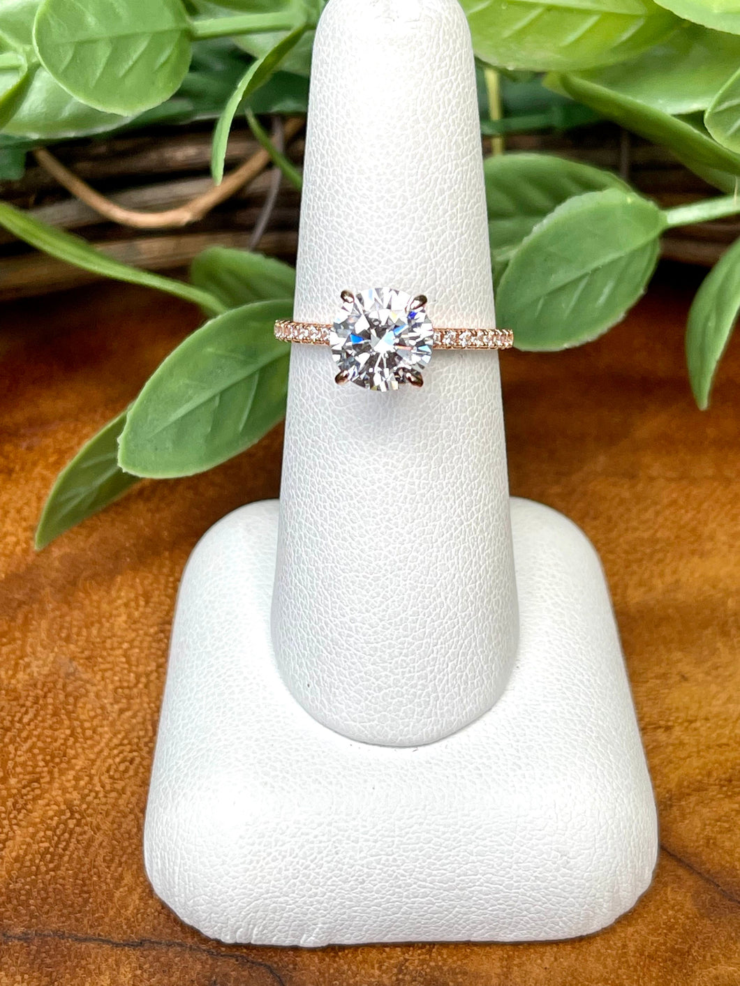 SS and Rose Gold Overlay Anastasia Solitaire Ring