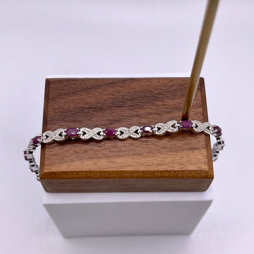 Sterling Silver Diamond and Ruby Tennis Bracelet