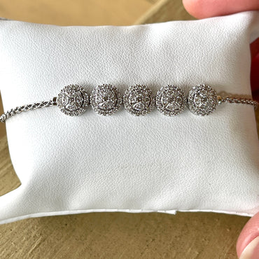 10Kt White Gold Diamond Bolo Bracelet