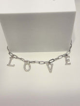 Load image into Gallery viewer, Sterling Silver CZ Paperclip LOVE Necklace
