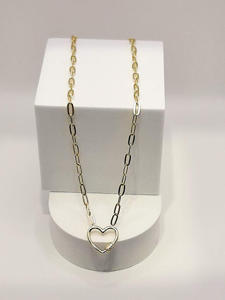 Sterling Silver and Gold Plate Paperclip Necklace