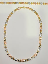 Load image into Gallery viewer, Sterling Silver , Yellow, and Rose Gold Plate Diamond Cut Matching Necklace and Bracelet
