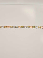 Load image into Gallery viewer, Sterling Silver , Yellow, and Rose Gold Plate Diamond Cut Matching Necklace and Bracelet
