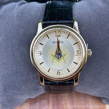Gold Mason Watch with Black Leather Band