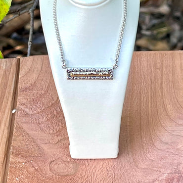 Sterling Silver & 18 K Yellow Gold Bar Necklace