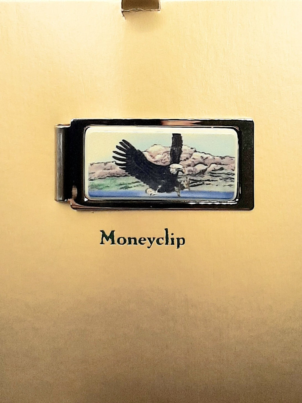 Color  Hinged Money Clip Featuring an Eagle Landing