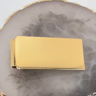 Gold Plated Hinged Money Clip Featuring High Polish