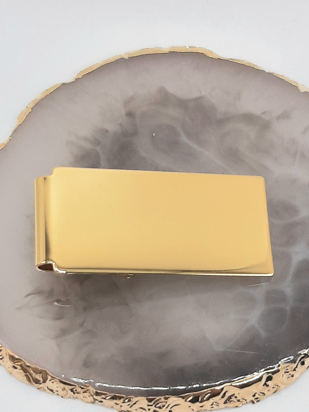Gold Plated Hinged Money Clip Featuring High Polish