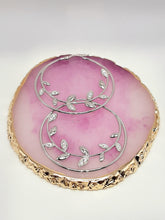 Load image into Gallery viewer, Sterling Silver Rhodium Plated Diamond Vine Hoop Earrings
