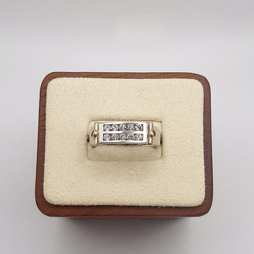 10 Karat White and Yellow Gold Gents Channel Set Ring