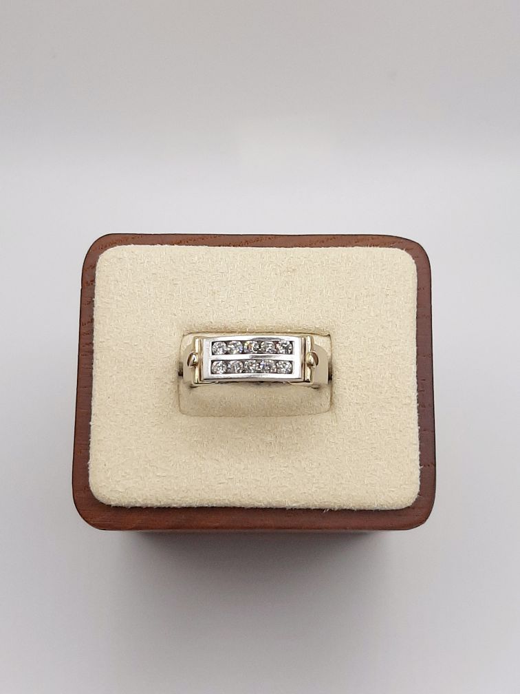 10 Karat White and Yellow Gold Gents Channel Set Ring