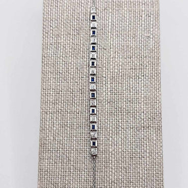 14 Karat White Gold Sapphire and Diamond Bracelet