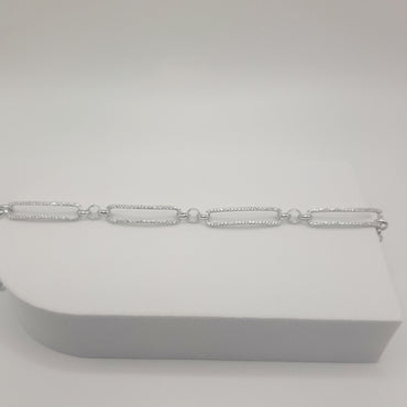 Sterling Silver Paperclip Bracelet Featuring Cubic Zirconium