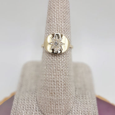 10Kt Yellow Gold Starburst Ring Featuring .10 Carats of Natural Diamonds
