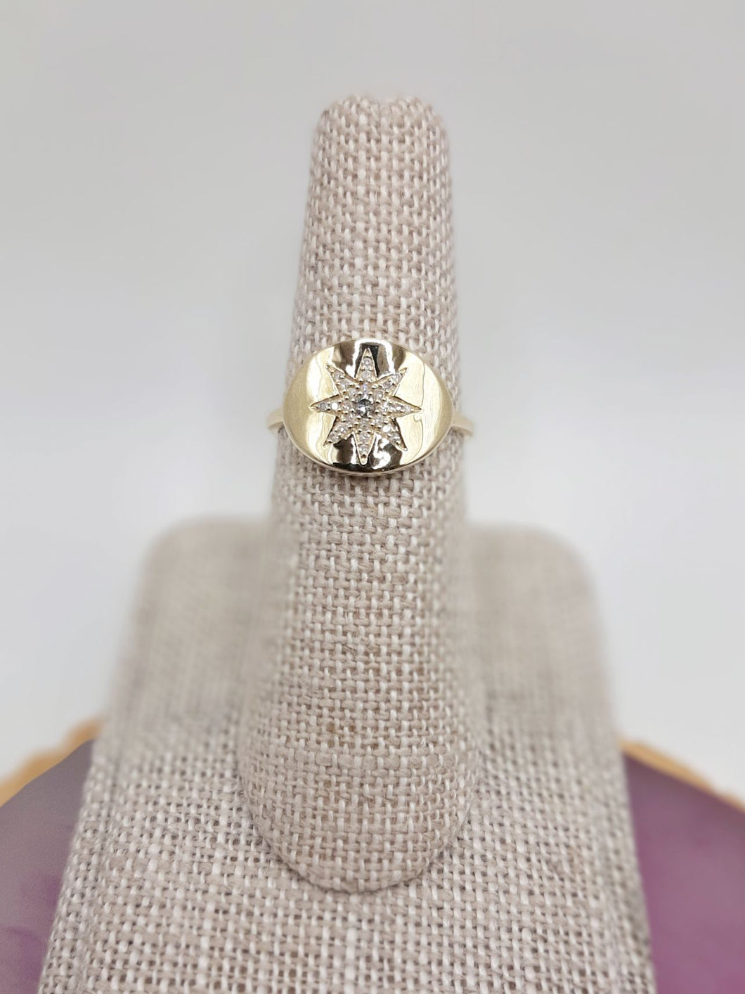 10Kt Yellow Gold Starburst Ring Featuring .10 Carats of Natural Diamonds