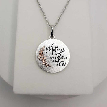 Sterling Silver Mommy Chic Necklace Featuring Mothers like You are Precious and Few on 18
