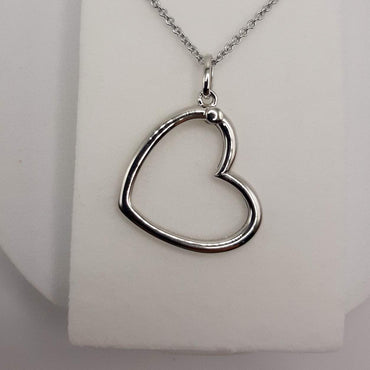 Sterling Silver Mommy Chic Necklace Featuring Open Heart on 18 