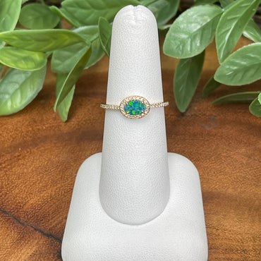 14kt YG Diamond and Opal Ring