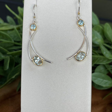 Michou SS Blue Topaz and Green Amethyst Waterdance Droplet Earrings