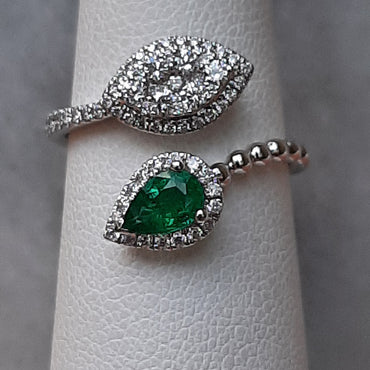 WG Diamond and Emerald Bypass Ring