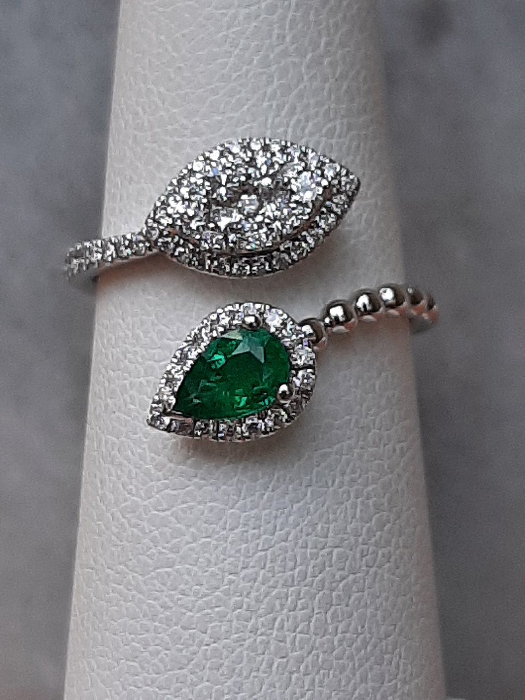 WG Diamond and Emerald Bypass Ring