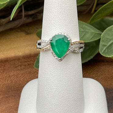 Yellow and White Gold Diamond and Emerald Ring