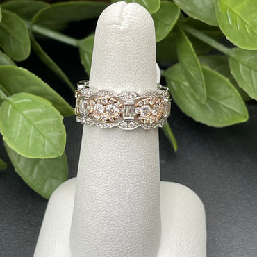 White and Rose Gold Diamond Band