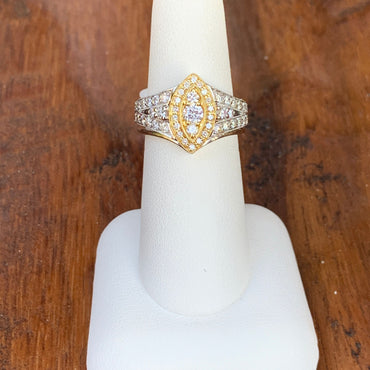 White and Yellow Gold Marquise Rings