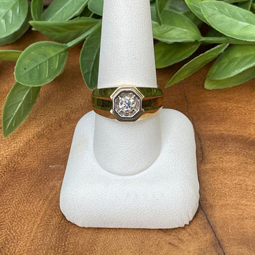 14kt YG Diamond Solitaire Gents Ring