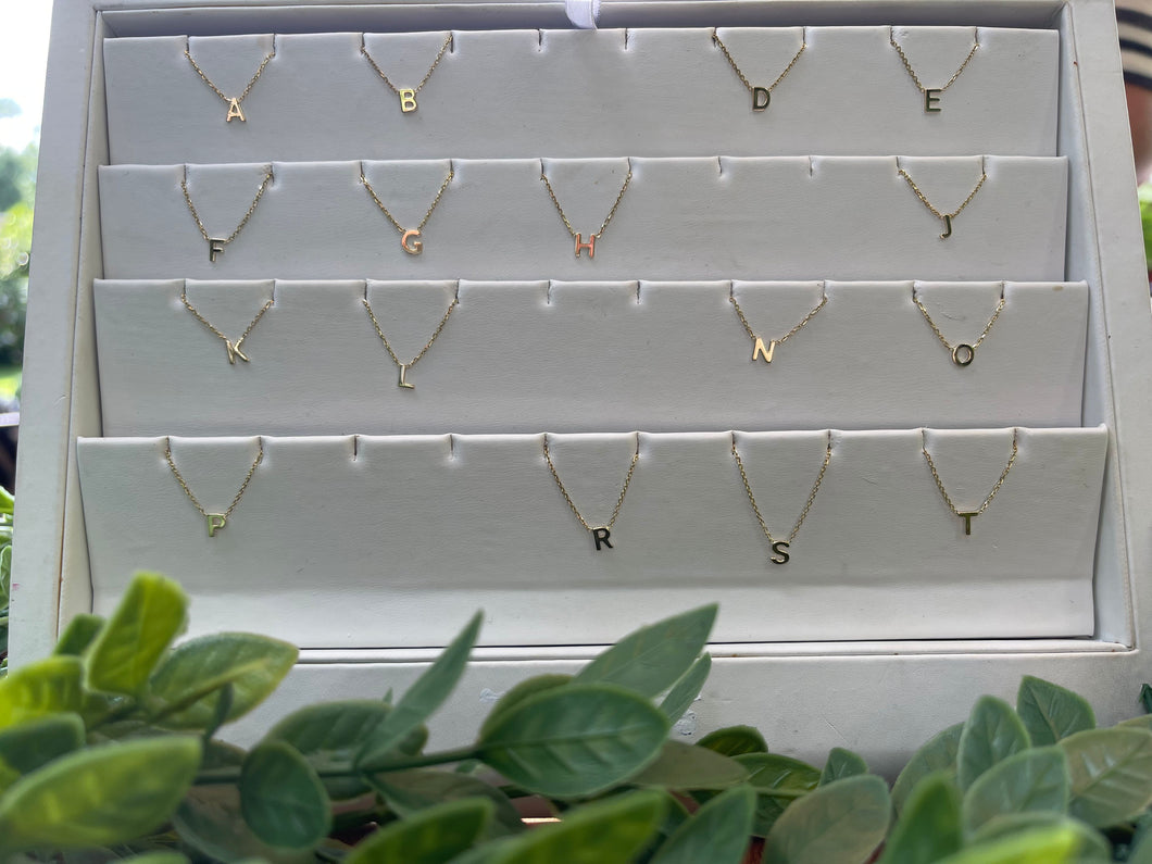 Yellow Gold Mini Initial Necklaces